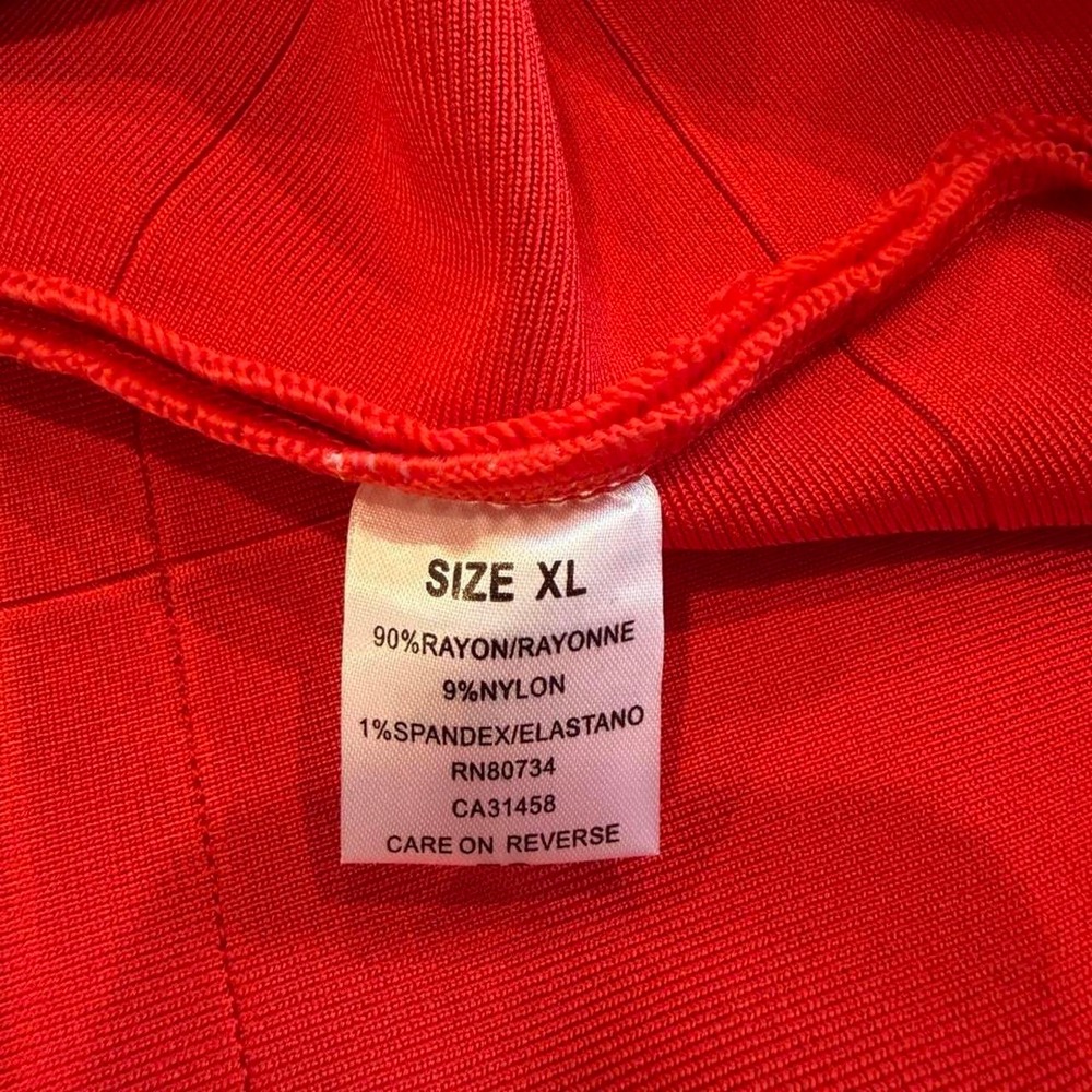 Bodycon Collection Red Ribbed Bandage Mini Skirt Sz XL - Picture 6 of 6